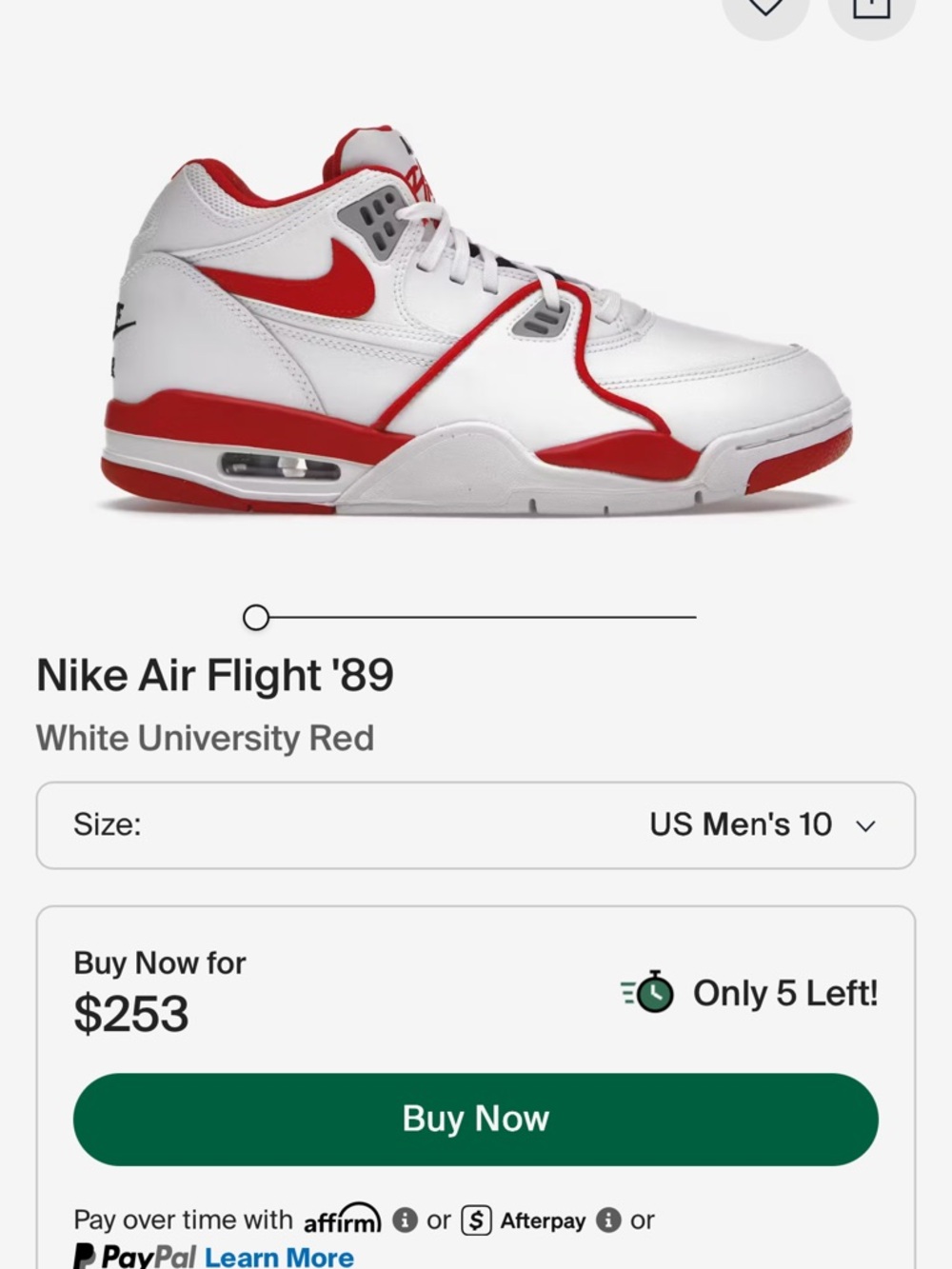 Nike Men's Air Flight '89 Sneakers - White/University Red